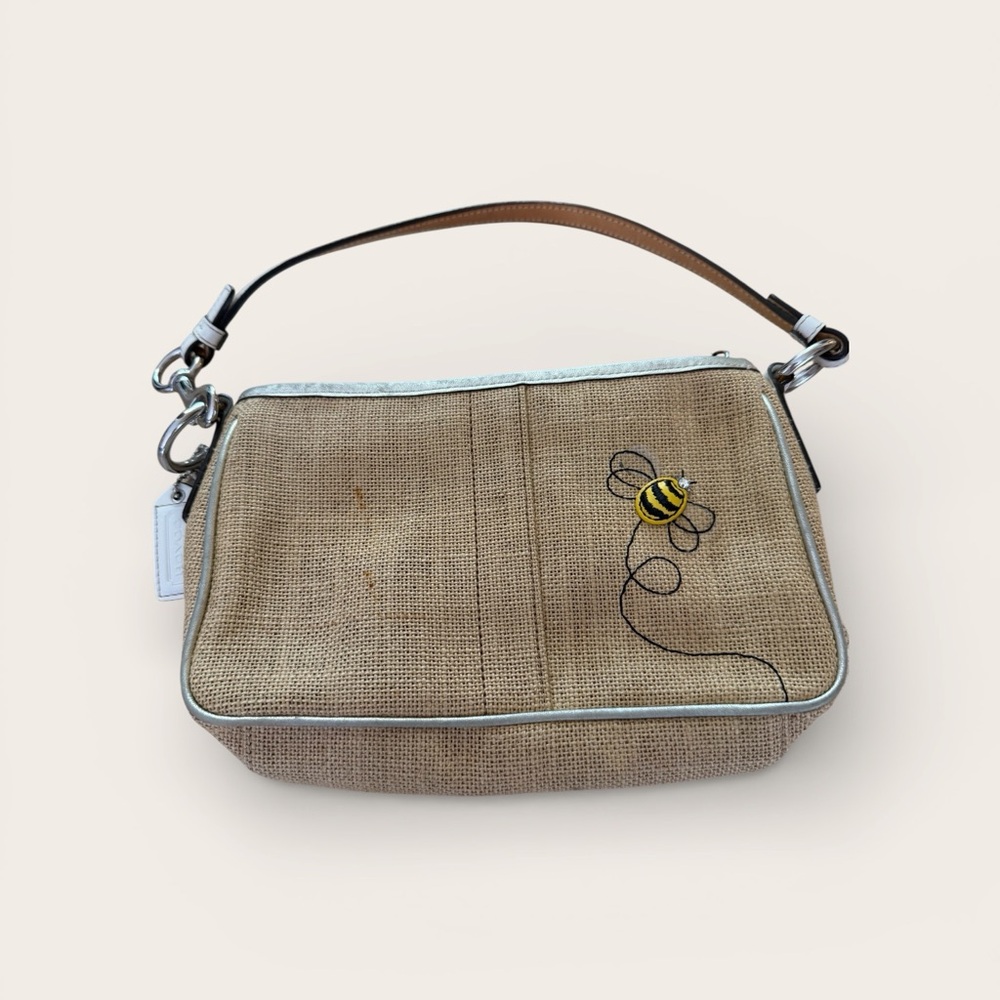 Coach Bumblebee Y2K Floral Embroidered Shoulder Bag with Tan Strap - Picture 2 of 6